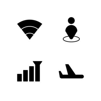 Wi Fi Nearby Signal and Airplane Mode Solid Icon Set for Web Dashboard Interface vector