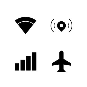 Wi Fi Nearby Signal and Airplane Mode Solid Icon Set for Digital Platform Design vector