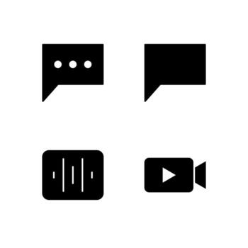 Chat Comment Voice and Media Player Solid Icon Set for Web Dashboard Interface vector