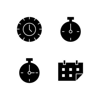 Clock Timer Stopwatch and Calendar Solid Icon Set for Web Dashboard Interface vector
