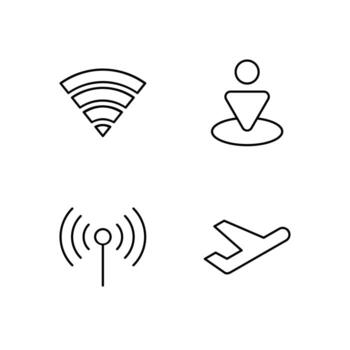 Wi Fi Nearby Signal and Airplane Mode Line Icon Set for App User Experience UI vector