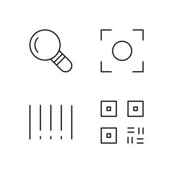 Search Scan Barcode and QR Code Line Icon Set for Web Dashboard Interface vector