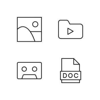 Image Media Player Cassette and Document Line Icon Set for Web Dashboard Interface vector