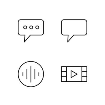 Chat Comment Voice and Media Player Line Icon Set for Mobile Application vector