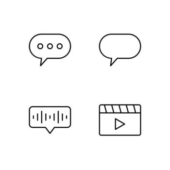 Chat Comment Voice and Media Player Line Icon Set for Modern Web System vector