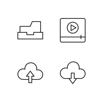 archivo nube subir nube descargar y medios de comunicación jugador línea icono conjunto para móvil solicitud vector