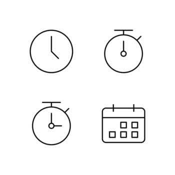 Clock Timer Stopwatch and Calendar Line Icon Set for Application vector