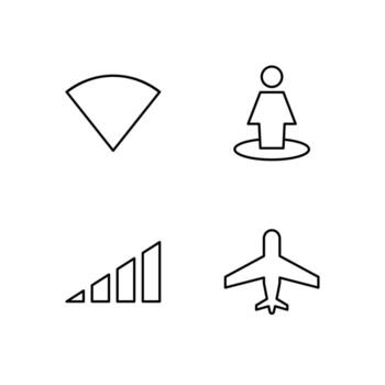Wi Fi Nearby Signal and Airplane Mode Line Icon Set for Mobile Application vector