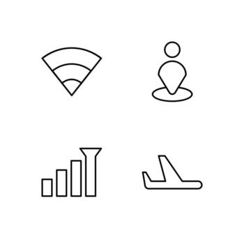 Wi Fi Nearby Signal and Airplane Mode Line Icon Set for Web Dashboard Interface vector