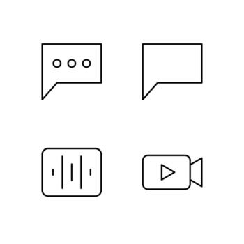Chat Comment Voice and Media Player Line Icon Set for App User Experience UI vector