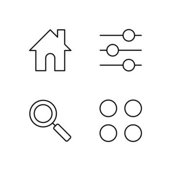 Home Settings Search and Menu Line Icon Set for Modern UI System vector