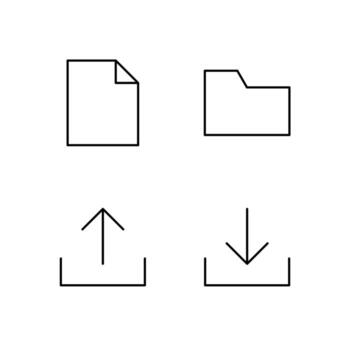 File Folder Upload and Download Line Icon Set for Mobile Application vector