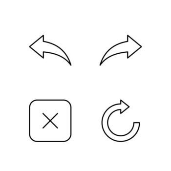 espalda adelante cerca y actualizar línea icono conjunto para aplicación usuario experiencia ui vector