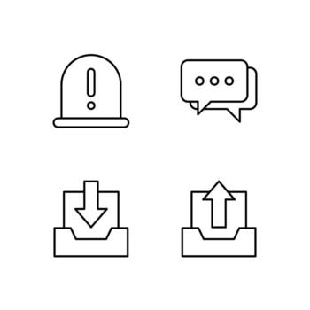 Warning Message Inbox and Outbox Line Icon Set for Digital Platform Design vector