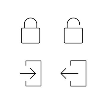 Lock Unlock Login and Logout Line Icon Set for Web Dashboard Interface vector