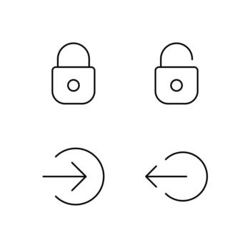 Lock Unlock Login and Logout Line Icon Set for App User Experience UI vector