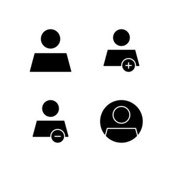 User Profile User Add and User Remove Solid Icon Set for App User Experience UI vector
