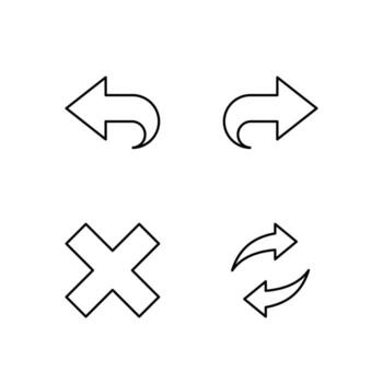 espalda adelante cerca y actualizar línea icono conjunto para digital plataforma diseño vector