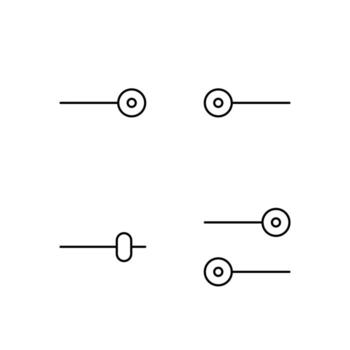 palanca en palanca apagado control deslizante y cambiar línea icono conjunto para aplicación usuario experiencia ui vector