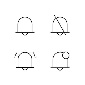 Bell Bell Off Alert and Info Line Icon Set for Web Dashboard Interface vector