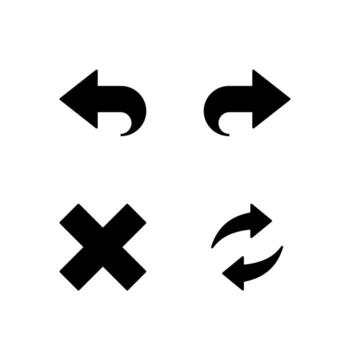 espalda adelante cerca y actualizar sólido icono conjunto para moderno web sistema vector