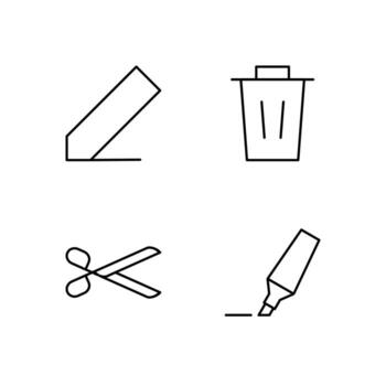 Edit Delete Cut and Highlight Line Icon Set for App User Experience UI vector