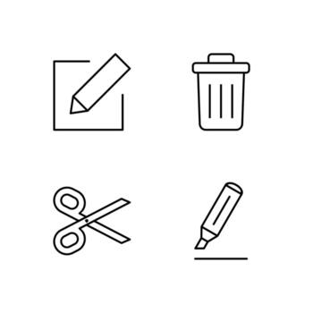 Edit Delete Cut and Highlight Line Icon Set for Digital Platform Design vector