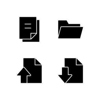 archivo carpeta subir y descargar sólido icono conjunto para moderno web sistema vector