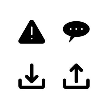 Warning Message Inbox and Outbox Solid Icon Set for Modern Web System vector