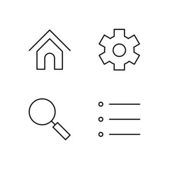 Home Settings Search and Menu Line Icon Set for Web Dashboard Interface vector