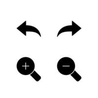 deshacer rehacer enfocar en y enfocar fuera sólido icono conjunto para móvil solicitud vector