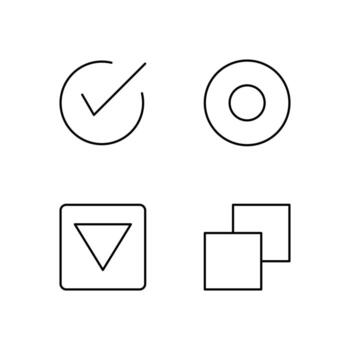 Checkbox Radio Button Dropdown and Tab Line Icon Set for Mobile Application vector
