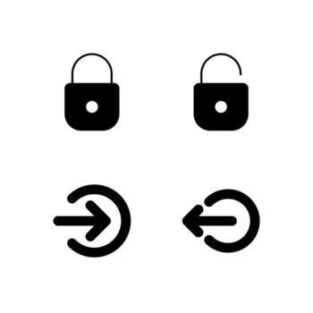 Lock Unlock Login and Logout Solid Icon Set for App User Experience UI vector