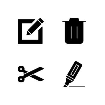 Edit Delete Cut and Highlight Solid Icon Set for Web Dashboard Interface vector