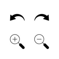 deshacer rehacer enfocar en y enfocar fuera sólido icono conjunto para moderno web sistema vector