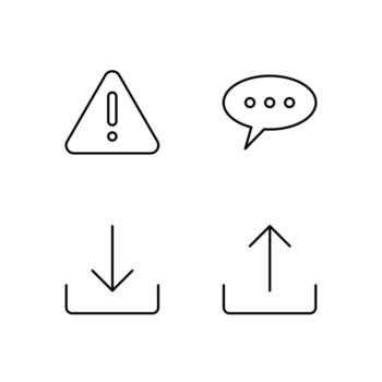 advertencia mensaje bandeja de entrada y bandeja de salida línea icono conjunto para móvil solicitud vector