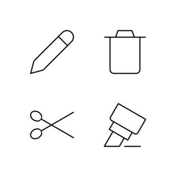 editar Eliminar cortar y realce línea icono conjunto para moderno web sistema vector