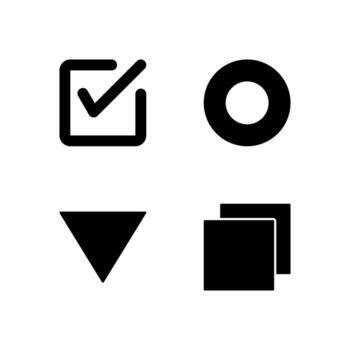 Checkbox Radio Button Dropdown and Tab Solid Icon Set for Digital Platform Design vector