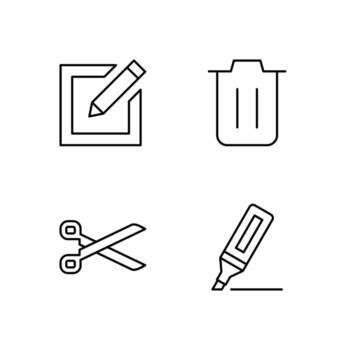 editar Eliminar cortar y realce línea icono conjunto para web tablero interfaz vector