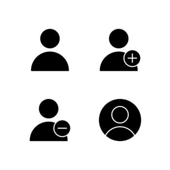 User Profile User Add and User Remove Solid Icon Set for Mobile Application vector
