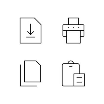 Save Print Copy and Paste Line Icon Set for Modern Web System vector