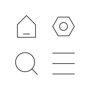 Home Settings Search and Menu Line Icon Set for Mobile Application vector
