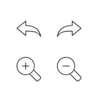 deshacer rehacer enfocar en y enfocar fuera línea icono conjunto para web tablero interfaz vector