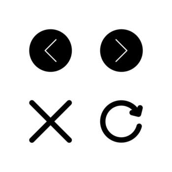 espalda adelante cerca y actualizar sólido icono conjunto para móvil solicitud vector