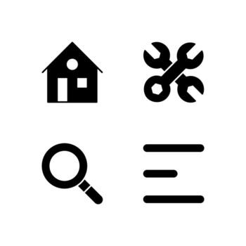 Home Settings Search and Menu Solid Icon Set for Mobile Application vector