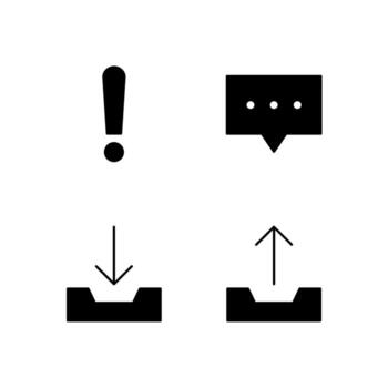 Warning Message Inbox and Outbox Solid Icon Set for Web Dashboard Interface vector