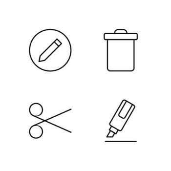 editar Eliminar cortar y realce línea icono conjunto para móvil solicitud vector