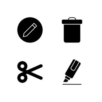 Edit Delete Cut and Highlight Solid Icon Set for App User Experience UI vector