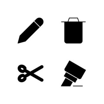 editar Eliminar cortar y realce sólido icono conjunto para moderno web sistema vector