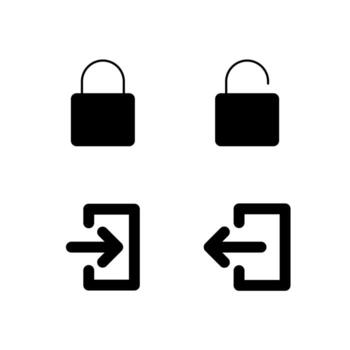 Lock Unlock Login and Logout Icon Set for Mobile Application vector